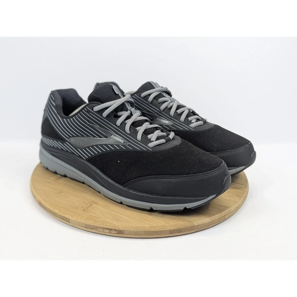 Brooks Mens 12.5 2E Wide Shoes Addiction Walker Black Suede Gray Walking Sneaker